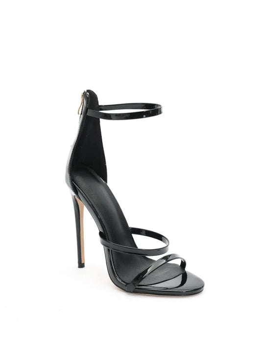 Davo Leather Zipper Stiletto Sandals