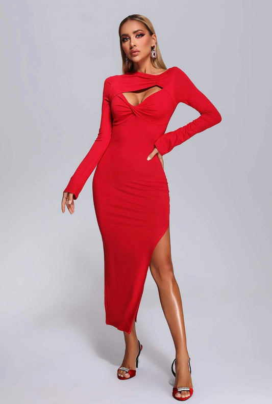 Minola Cutout Slit Midi Dress